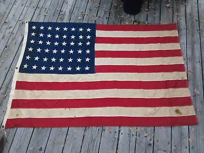 Vintage 48-Star Defiance American Flag Sewn On United States Wall Decor Collect • $80
