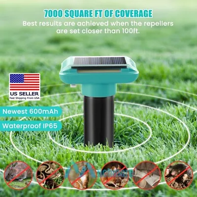 Upgraded Solar Power Ultrasonic Mice Gopher Mole Pest Snake Repellent Repeller • $13.73