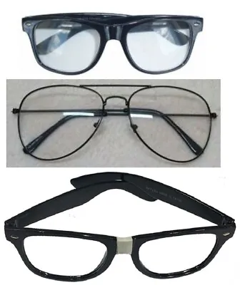 Unisex Geek Glasses Clear Lens UV Protection Fake Black Square Frame Nerd Fancy • £4.99
