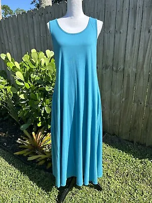 Soft Surroundings Teal Maxi Dress Size Petite Large With Pockets Sleeveless • $39.99