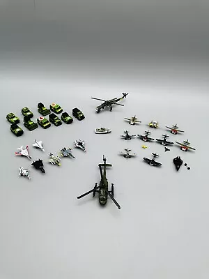 Vtg Micro Machines Military USA Jeep Dozer Ambulance Planes Boat Jet Lot Of 30 • $49.98