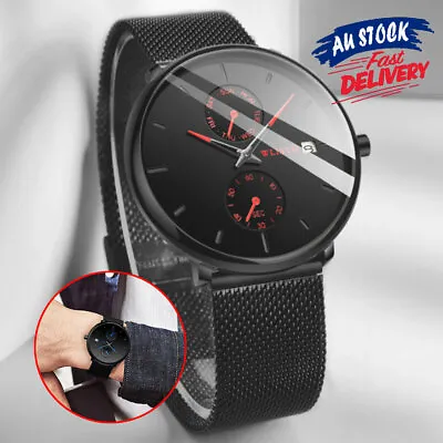 $20.99 • Buy 【30m Waterproof】Ultra-Thin Sport Watches Stainless Steel Watch Men Quartz Sport