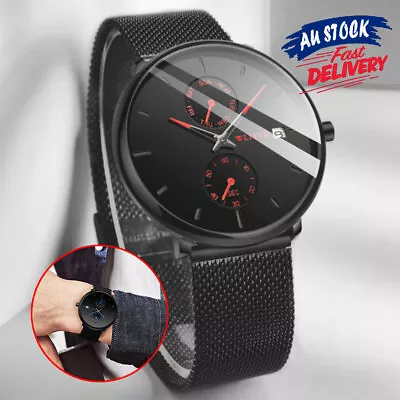 $21.55 • Buy 【30m Waterproof】Ultra-Thin Sport Watches Stainless Steel Watch Men Quartz Sport