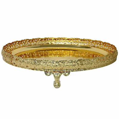 36cm Large Decorative Mirror Tray Candle Gold Silver Plated Round Serving Pandan • £19.99