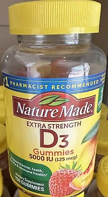 NATURE MADE EXTRA STRENGTH VITAMIN D3 125mcg 5000 IU 150 Gummies STRAWBERRY PEAC • $11