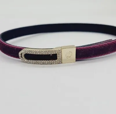 Lauren Ralph Lauren Burgundy Velvet Choker Collar Necklace Crystal Gold Tone • $23.39