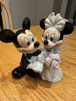 Vtg DISNEY Minnie & Mickey Mouse Bride And Groom Porcelain Cake Topper Figurine • $38.99