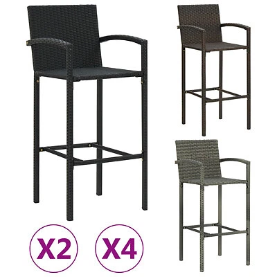 £117.99 • Buy 2/4x Bar Stools Grey Poly Rattan Kitchen Stool Armchairs Multi Colours VidaXL