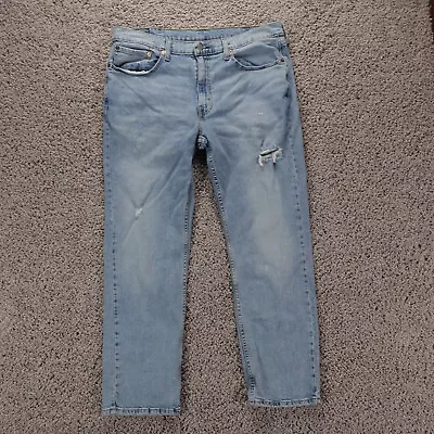 Levis 514 Jeans 38x30 Men Distressed Slim Straight Blue Stretch Denim Light Wash • $15.95