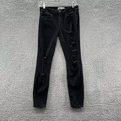 Mudd Jeans Junior Girl's Size 7 Black Denim Low Rise Distressed Skinny Jeans • $11.95