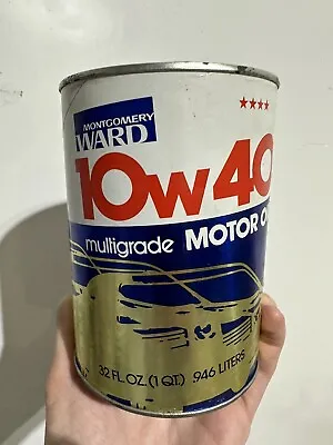 VINTAGE ADVERTISING MONTGOMERY WARD CARDBOARD 1 QT OIL CAN  FULL  Car Graphic • £17.51