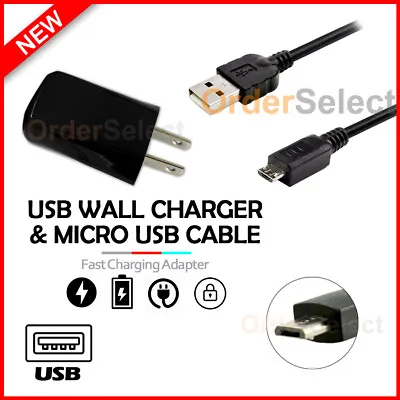 Wall Charger+USB Micro Cable For Phone LG Phoenix 5 / Risio 4 / Tribute Monarch • $4.59