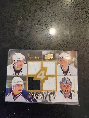 08-09 UD Fab Four Fabrics Roloson/ Brule/Gagner/Hemsky Patch Card /100 • $32.71