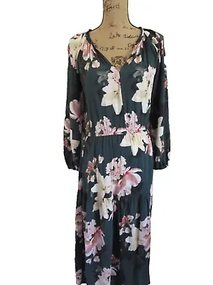 Witchery Green Floral Long Sleeve Maxi  Dress Size 10 • $49