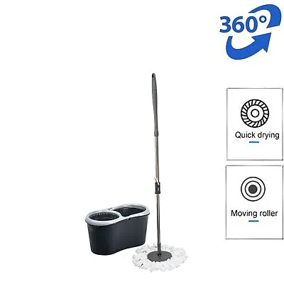 £13.98 • Buy 14l Magic Mop Set 360° Rotating Spin Bucket Microfiber Floor Dry Heads Steel