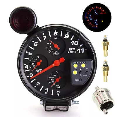 5  4 IN 1 Car Racing Tachometer RPM Meter Water Temp Oil Temp Oil Pressure S1C1 • $42.95