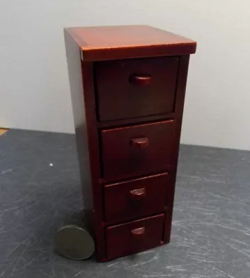 Dollhouse Miniature 4 Drawer File Cabinet Mahogany 1:12 Scale P71 Dollys Gallery • $19.99