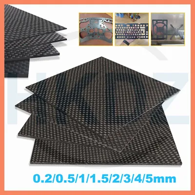 Carbon Fiber Board Sheet Plate Panel 3K Weave Glossy 0.2/0.5/1/1.5/2/3/4/5mm • £11.27