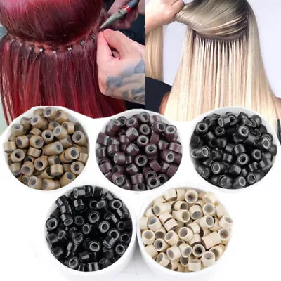 NANO Beads Micro Rings I Tip Silicone Lined Hair Extension Loop 3MM 5MM 6MM 1000 • £6.04