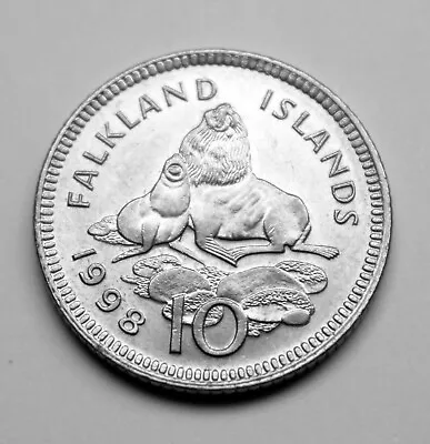 1998 Falkland Islands Sea Lions 10p Coin Unc. • £2.50