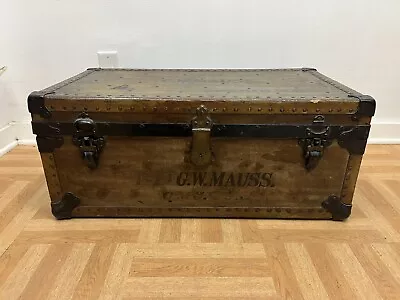 Vintage Military FOOT LOCKER Trunk Chest Storage Box Wwii Army Soldier 40s MAUSS • $99.99