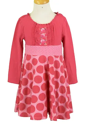 Naartjie Toddler Girl Pink Dress With Polka Dots Embroidered Roses EUC Size 4 • $11.92