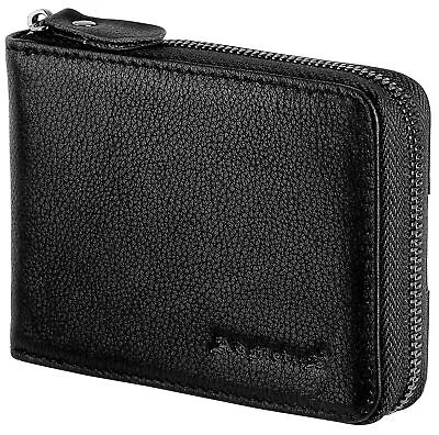 Mens Zipper Wallet Leather Bifold Wallets Slim RFID Blocking Zip Around Credit • $21.63