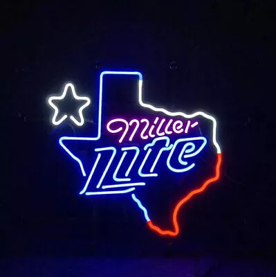 Neon Light Sign Lamp For Miller Lite Beer 17 X14  Lone Star Texas Bar Open Night • $120.98