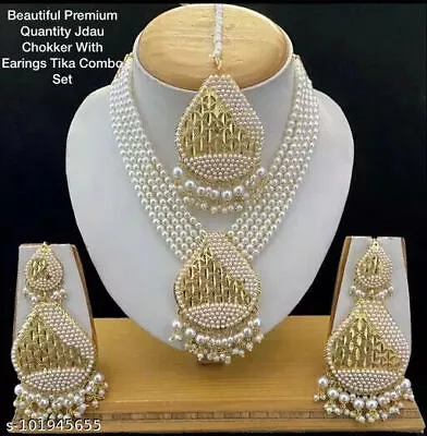 Indian Bollywood Gold Plated Kundan Choker Bridal Necklace Earrings Jewelry Set • $40.83