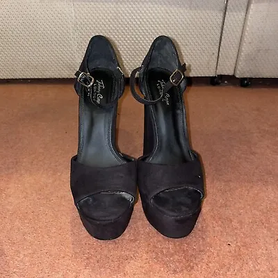Johnny Cugon LONDON Black Platform Heels High Heel Shoes Size 6 14 Cm (5½″) Heel • £6