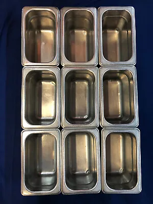 (Lot Of 9) Stainless Steel Prep Pan - 1/9 Size - Cold/Steam Table - Used • $69.99