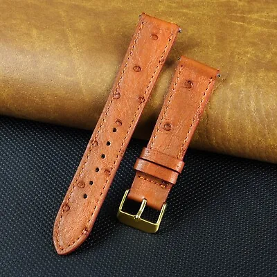 Light Brown Flat Ostrich Leather Watch Band Genuine Leather Strap Quick Release • $20