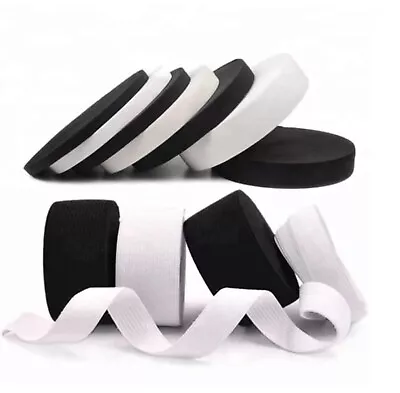 Flat Woven  Elastic Industrial Grade 1 Inch & 2 Inch  Colours Blackwhite   • £15.99