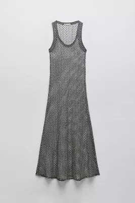 Zara Women’s BLACK ECRU LONG MESH Dress - SMALL - New NWT Clothes • $47.50