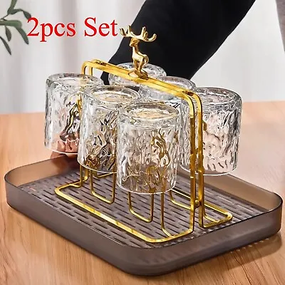 Home Glass Cup Rack Water Mug Draining Drying Organizer Drain Holder Stand Tray • £23.99