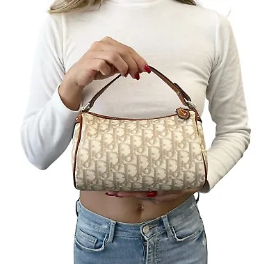 Christian Dior Vintage Trotter Monogram Romantique Mini Bag Beige Brown Rank AB • $531