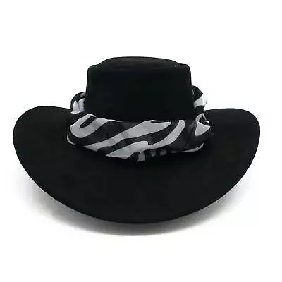 The Alice Suede Hat With Zebra Scarf • $79.90