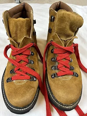 Vintage Northwest Territory Mountain Hiking Boots Brown Suede Red Laces Size 11 • $85