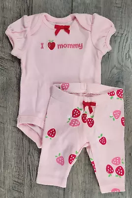 Baby Girl Nwot Gymboree Preemie Up To 5Lbs 2Pc I Love Mommy Strawberry Outfit • $39.99