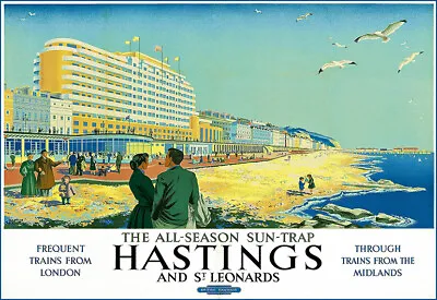 £8.99 • Buy Art Travel HASTINGS AND ST LEONARDS   Train Railway Poster Print