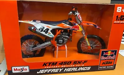 Jeffrey Herlings  KTM SXF 450 1:6 Die-Cast Motocross MX Toy Model Bike Orange • £49.99