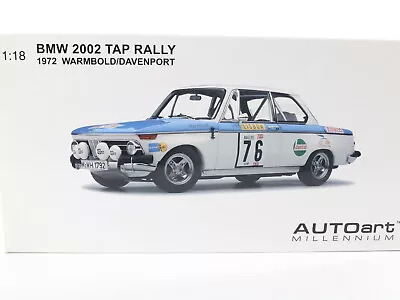 1972 BMW 2002 Tap Rally Warmbold Davenport #76 Autoart Millennium 1:18 Car 87247 • $500