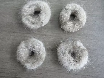 4pcs/pack Mink Fur Hair Scrunchies Gray Ponytail Holders Hair Band Scrunchies    • $12