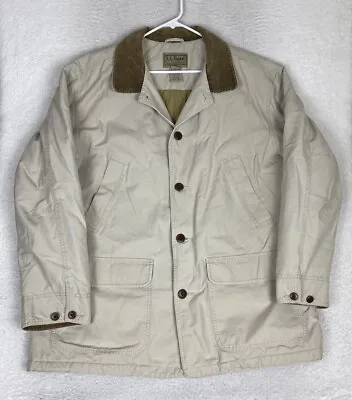 LL Bean Men Barn Chore Coat Sz XL Lined Thinsulate Khaki Field Jacket Quilted • $54.88