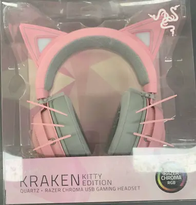 Pink Razer Kraken Kitty Chroma USB Gaming Headset • $115