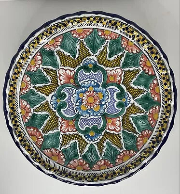 Del Angel 12” Platter Colorful  Mexican Talavera Pottery Hand Painted PUE MEX • $40