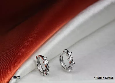 Viney Sterling Cz Huggie Hinged Hoop Cz Round Earrings 5 Stones Each ~mh-73~bl-t • $10.64