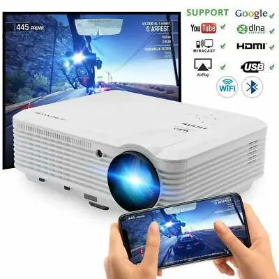 CAIWEI 8000lumen Android Projector WIFI Blue-tooth HD USB HDMI 1080P Movies US • $205.39