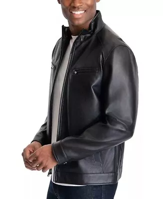 Michael Kors Men's Perforated Faux Leather Moto Jacket Size M Black. New • $100