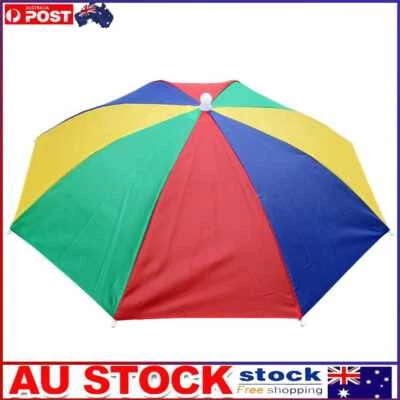 $9.99 • Buy Foldable Umbrella Hat Outdoor Fishing Hiking Sunshade Cap (Watermelon Red)